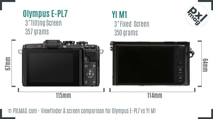 Olympus E-PL7 vs YI M1 Screen and Viewfinder comparison