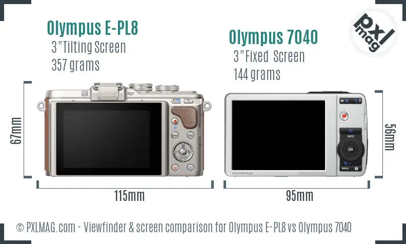 Olympus E-PL8 vs Olympus 7040 Screen and Viewfinder comparison