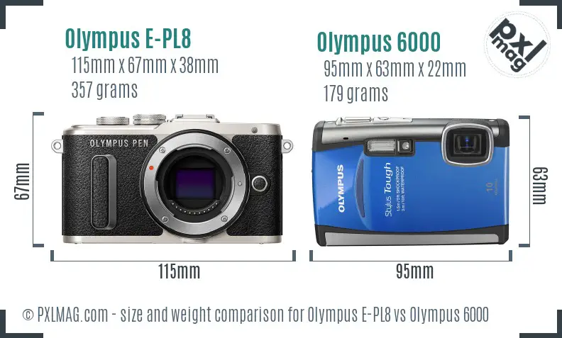Olympus E-PL8 vs Olympus 6000 size comparison