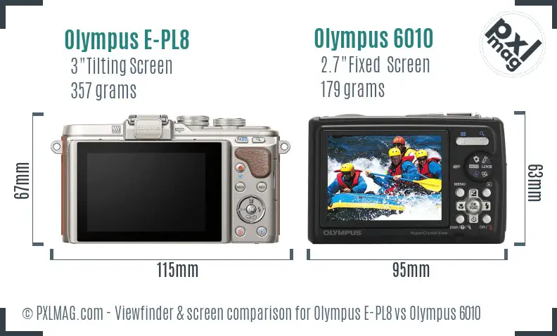 Olympus E-PL8 vs Olympus 6010 Screen and Viewfinder comparison