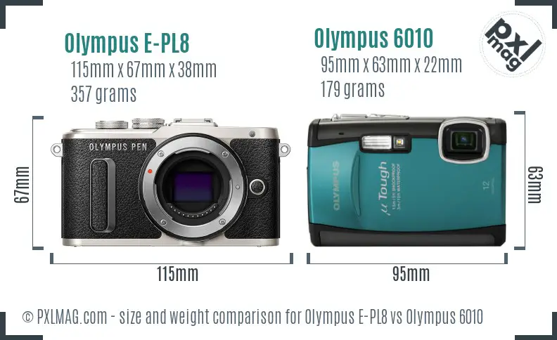Olympus E-PL8 vs Olympus 6010 size comparison