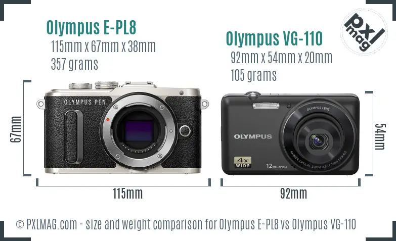 Olympus E-PL8 vs Olympus VG-110 size comparison