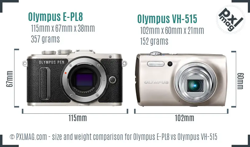 Olympus E-PL8 vs Olympus VH-515 size comparison