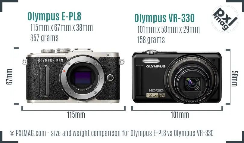 Olympus E-PL8 vs Olympus VR-330 size comparison