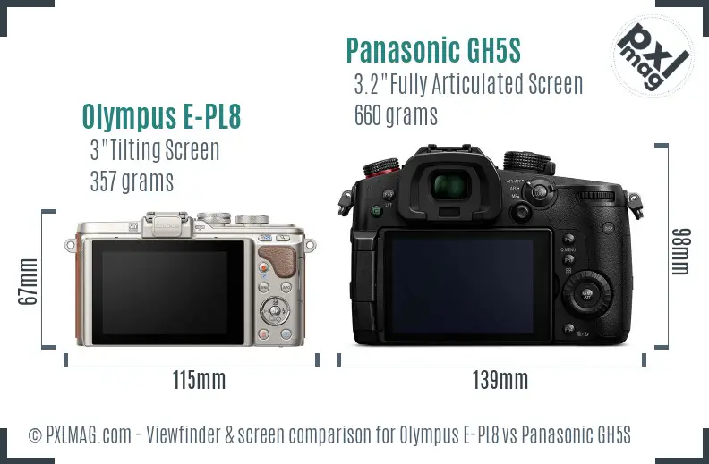 Olympus E-PL8 vs Panasonic GH5S Screen and Viewfinder comparison