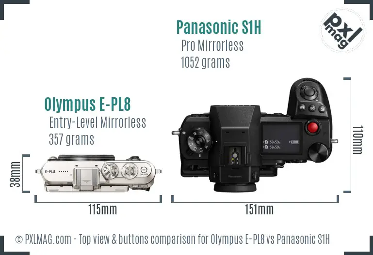 Olympus E-PL8 vs Panasonic S1H top view buttons comparison