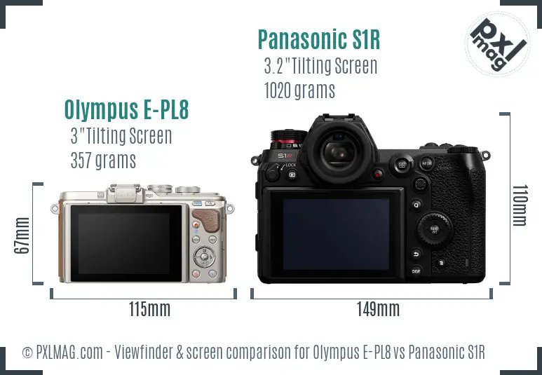 Olympus E-PL8 vs Panasonic S1R Screen and Viewfinder comparison
