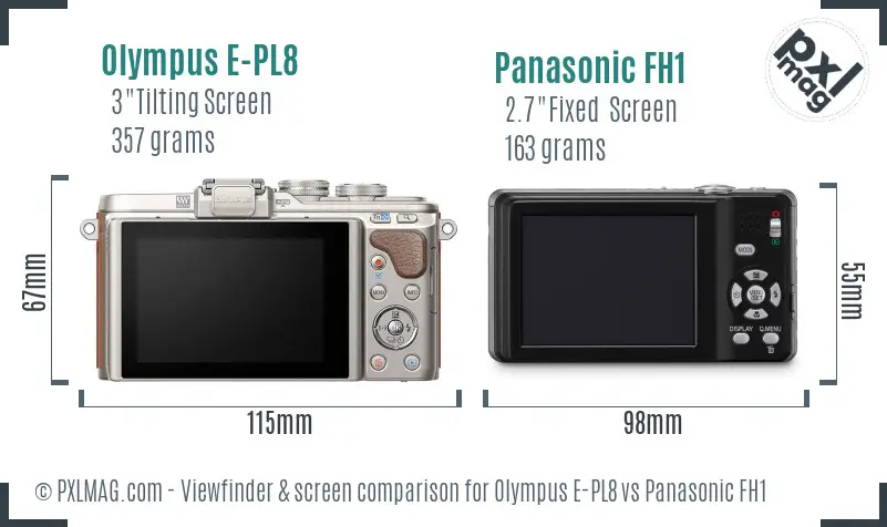 Olympus E-PL8 vs Panasonic FH1 Screen and Viewfinder comparison