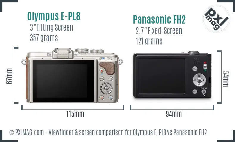 Olympus E-PL8 vs Panasonic FH2 Screen and Viewfinder comparison