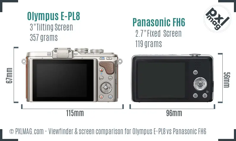 Olympus E-PL8 vs Panasonic FH6 Screen and Viewfinder comparison
