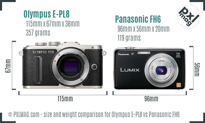 Olympus E-PL8 vs Panasonic FH6 size comparison