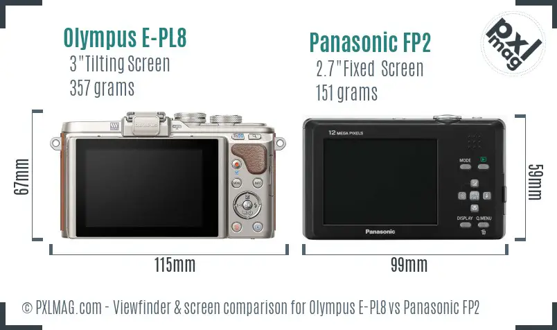 Olympus E-PL8 vs Panasonic FP2 Screen and Viewfinder comparison