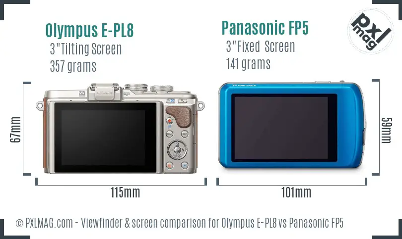 Olympus E-PL8 vs Panasonic FP5 Screen and Viewfinder comparison