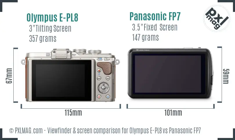 Olympus E-PL8 vs Panasonic FP7 Screen and Viewfinder comparison
