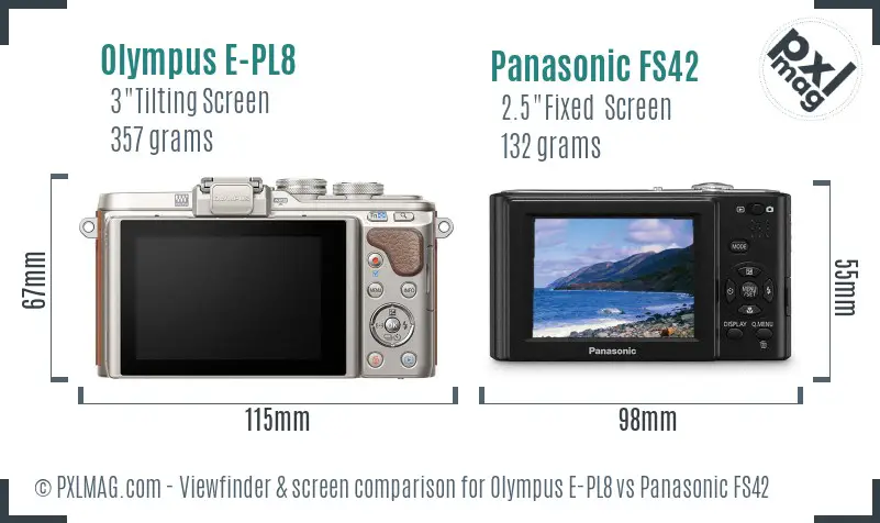 Olympus E-PL8 vs Panasonic FS42 Screen and Viewfinder comparison
