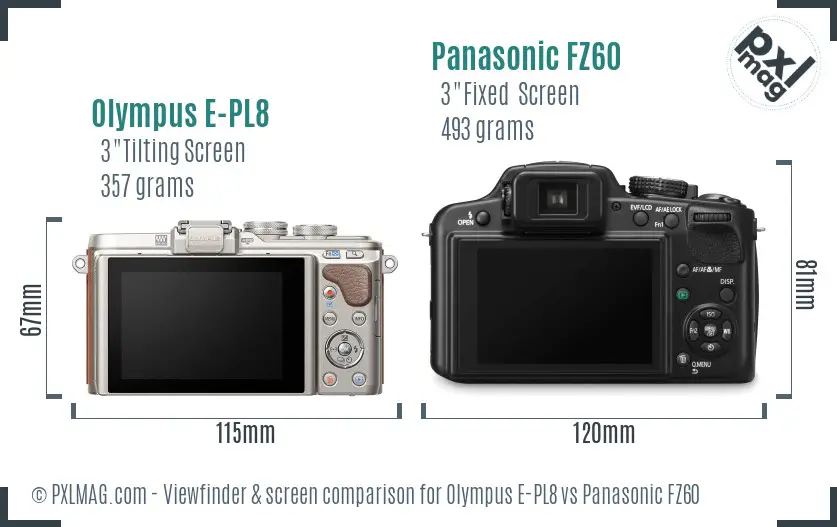 Olympus E-PL8 vs Panasonic FZ60 Screen and Viewfinder comparison