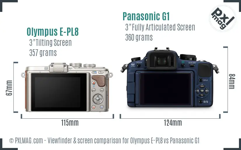 Olympus E-PL8 vs Panasonic G1 Screen and Viewfinder comparison