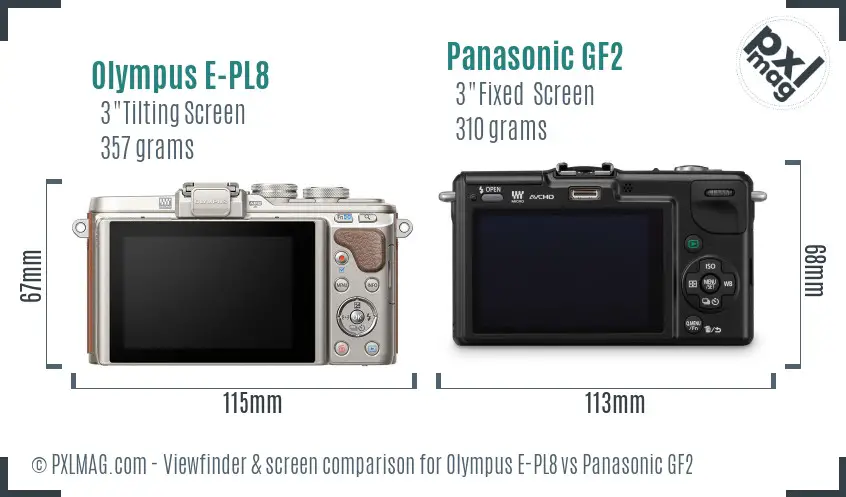 Olympus E-PL8 vs Panasonic GF2 Screen and Viewfinder comparison