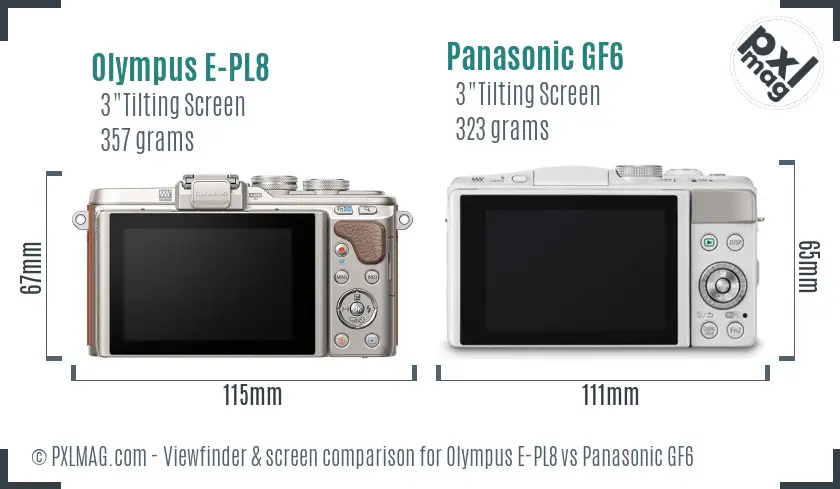 Olympus E-PL8 vs Panasonic GF6 Screen and Viewfinder comparison