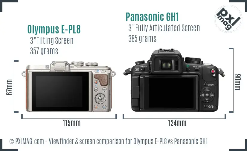 Olympus E-PL8 vs Panasonic GH1 Screen and Viewfinder comparison