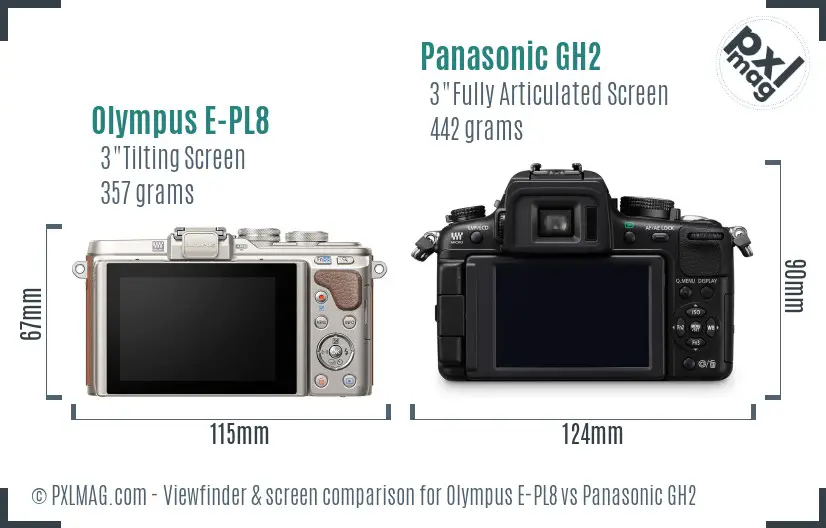 Olympus E-PL8 vs Panasonic GH2 Screen and Viewfinder comparison