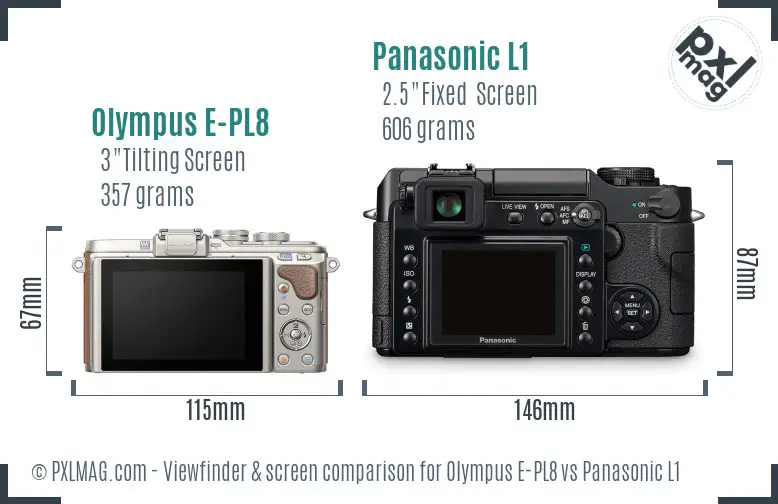 Olympus E-PL8 vs Panasonic L1 Screen and Viewfinder comparison