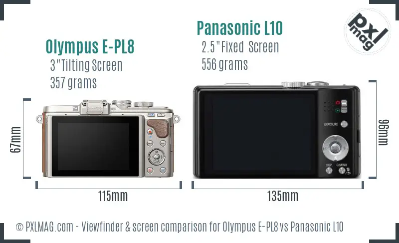 Olympus E-PL8 vs Panasonic L10 Screen and Viewfinder comparison