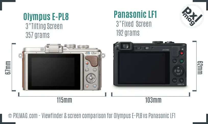 Olympus E-PL8 vs Panasonic LF1 Screen and Viewfinder comparison