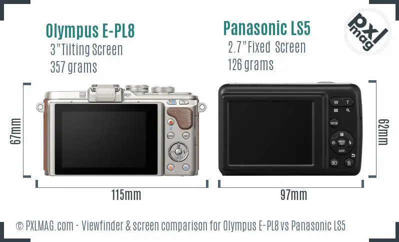 Olympus E-PL8 vs Panasonic LS5 Screen and Viewfinder comparison