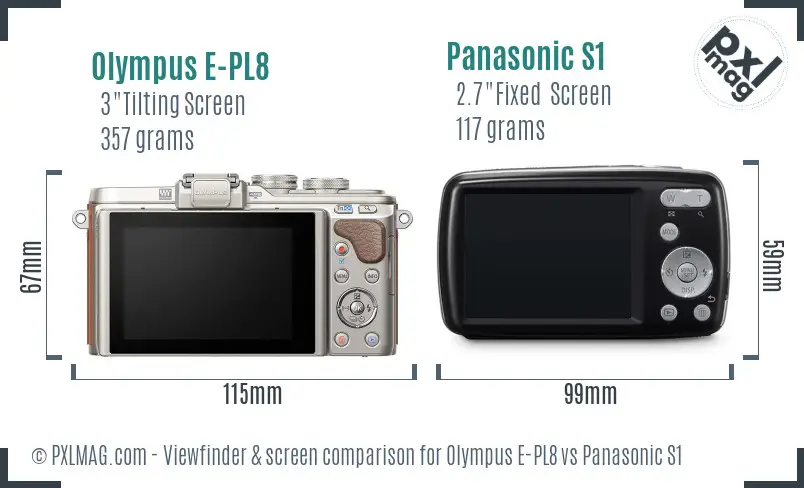 Olympus E-PL8 vs Panasonic S1 Screen and Viewfinder comparison