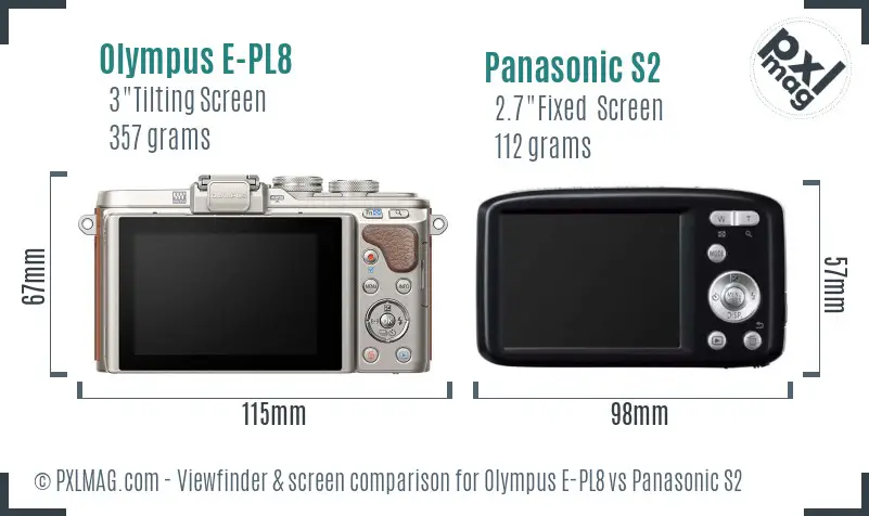 Olympus E-PL8 vs Panasonic S2 Screen and Viewfinder comparison