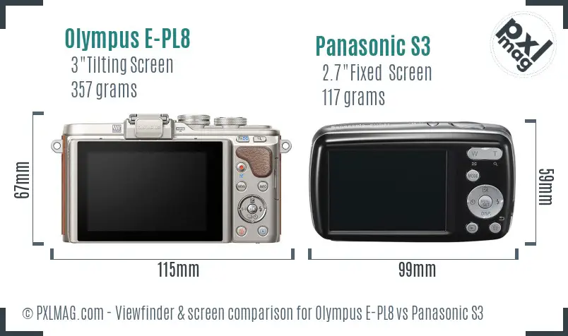 Olympus E-PL8 vs Panasonic S3 Screen and Viewfinder comparison
