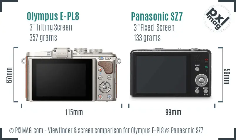 Olympus E-PL8 vs Panasonic SZ7 Screen and Viewfinder comparison