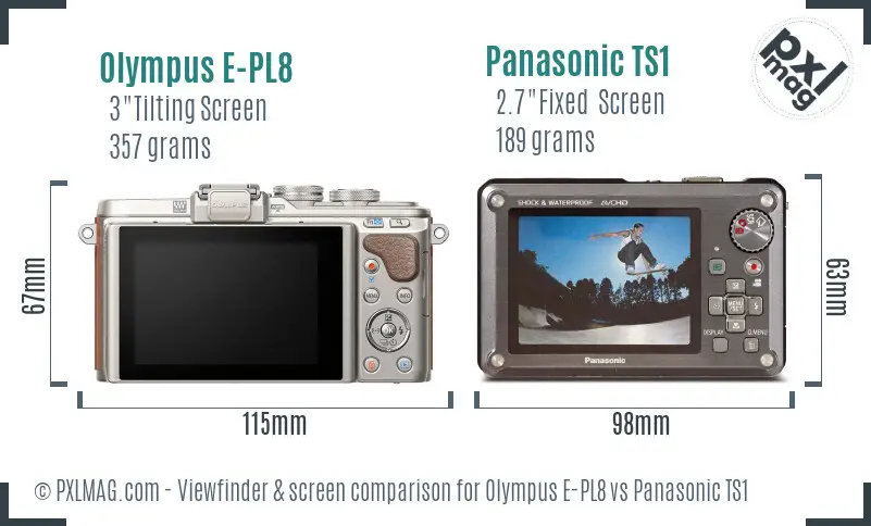 Olympus E-PL8 vs Panasonic TS1 Screen and Viewfinder comparison