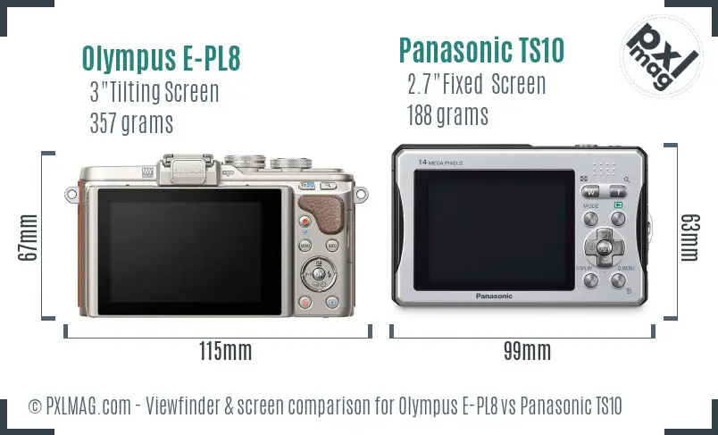 Olympus E-PL8 vs Panasonic TS10 Screen and Viewfinder comparison