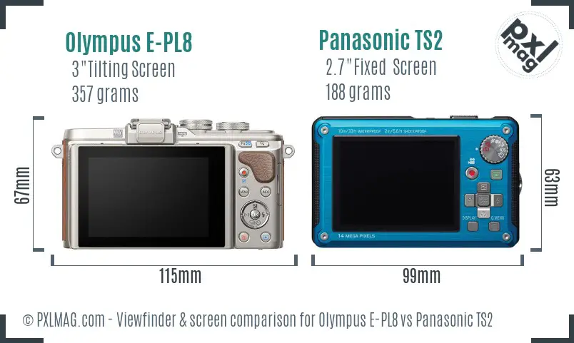 Olympus E-PL8 vs Panasonic TS2 Screen and Viewfinder comparison