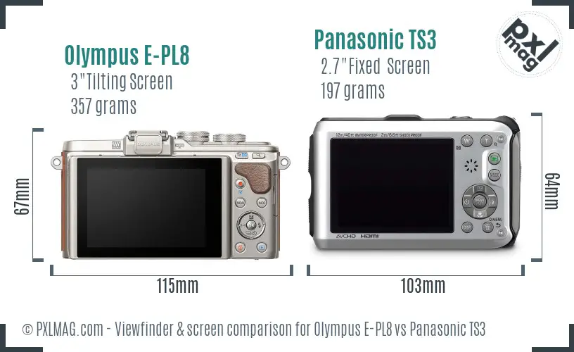 Olympus E-PL8 vs Panasonic TS3 Screen and Viewfinder comparison