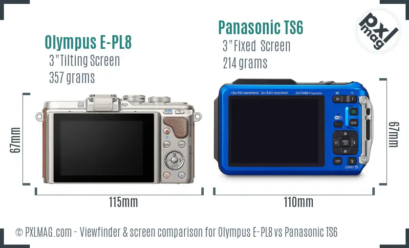 Olympus E-PL8 vs Panasonic TS6 Screen and Viewfinder comparison