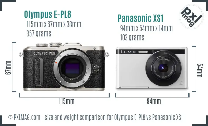 Olympus E-PL8 vs Panasonic XS1 size comparison