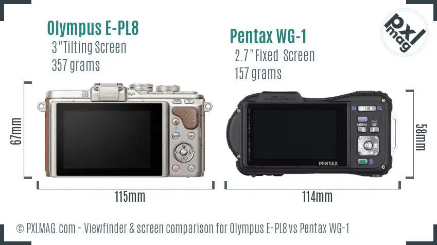 Olympus E-PL8 vs Pentax WG-1 Screen and Viewfinder comparison