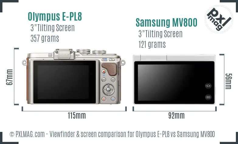 Olympus E-PL8 vs Samsung MV800 Screen and Viewfinder comparison