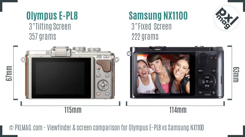 Olympus E-PL8 vs Samsung NX1100 Screen and Viewfinder comparison Olympus E-PL8 vs Samsung NX1100 Screen and Viewfinder comparison