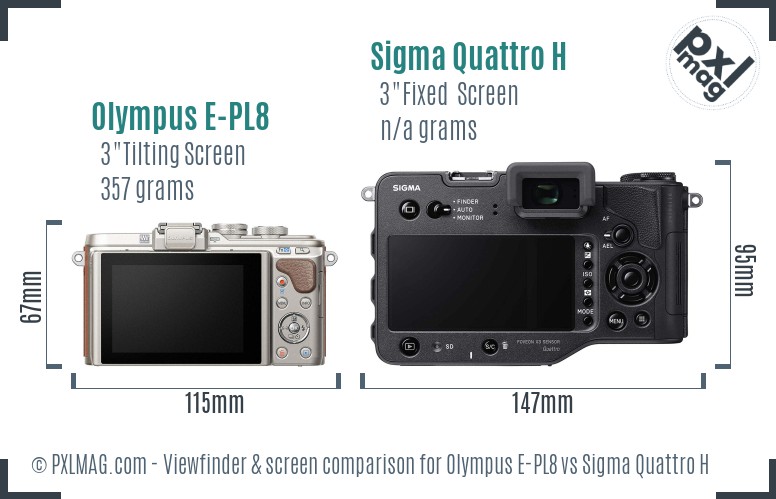 Olympus E-PL8 vs Sigma Quattro H Screen and Viewfinder comparison