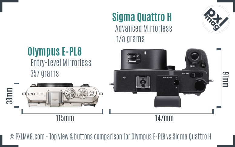 Olympus E-PL8 vs Sigma Quattro H top view buttons comparison