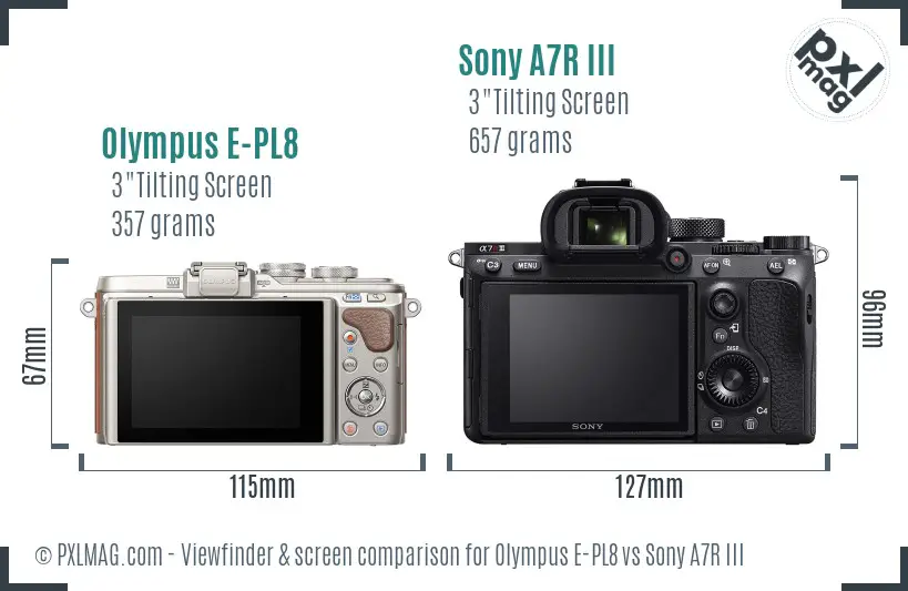 Olympus E-PL8 vs Sony A7R III Screen and Viewfinder comparison Olympus E-PL8 vs Sony A7R III Screen and Viewfinder comparison