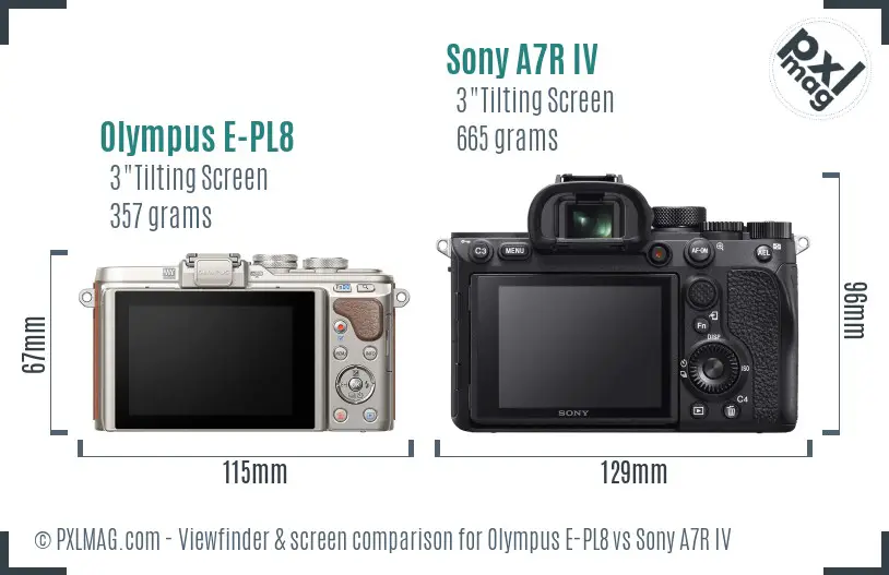 Olympus E-PL8 vs Sony A7R IV Screen and Viewfinder comparison Olympus E-PL8 vs Sony A7R IV Screen and Viewfinder comparison