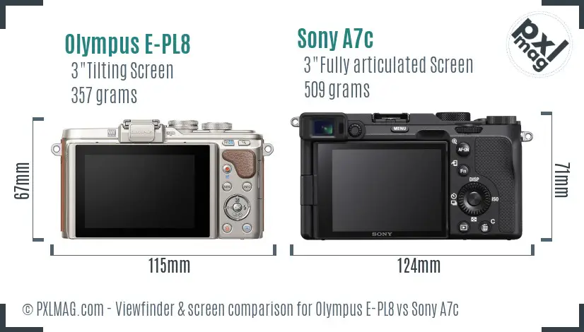 Olympus E-PL8 vs Sony A7c Screen and Viewfinder comparison Olympus E-PL8 vs Sony A7c Screen and Viewfinder comparison