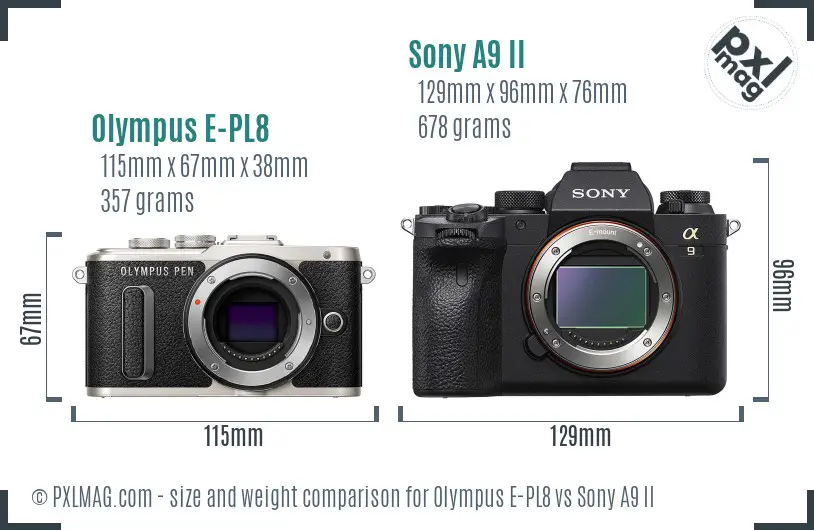 Olympus E-PL8 vs Sony A9 II size comparison Olympus E-PL8 vs Sony A9 II size comparison