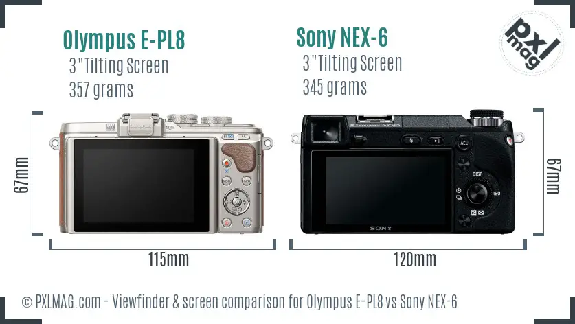 Olympus E-PL8 vs Sony NEX-6 Screen and Viewfinder comparison Olympus E-PL8 vs Sony NEX-6 Screen and Viewfinder comparison
