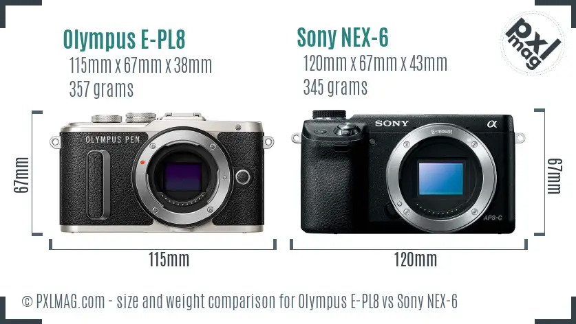 Olympus E-PL8 vs Sony NEX-6 size comparison Olympus E-PL8 vs Sony NEX-6 size comparison